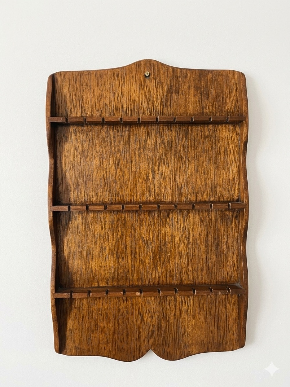 Vintage Wooden Wall Shelf Rack in Warm Brown